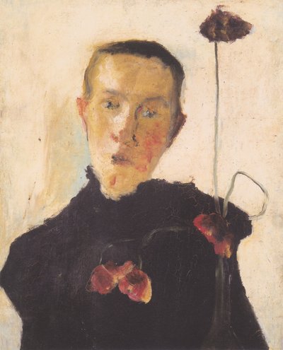 Bust of a Woman with Poppies by Paula Modersohn Becker